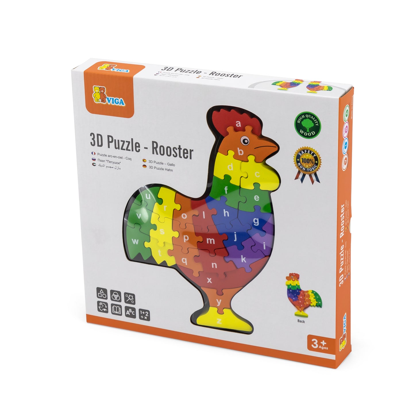 Puzzle 3D coq en bois