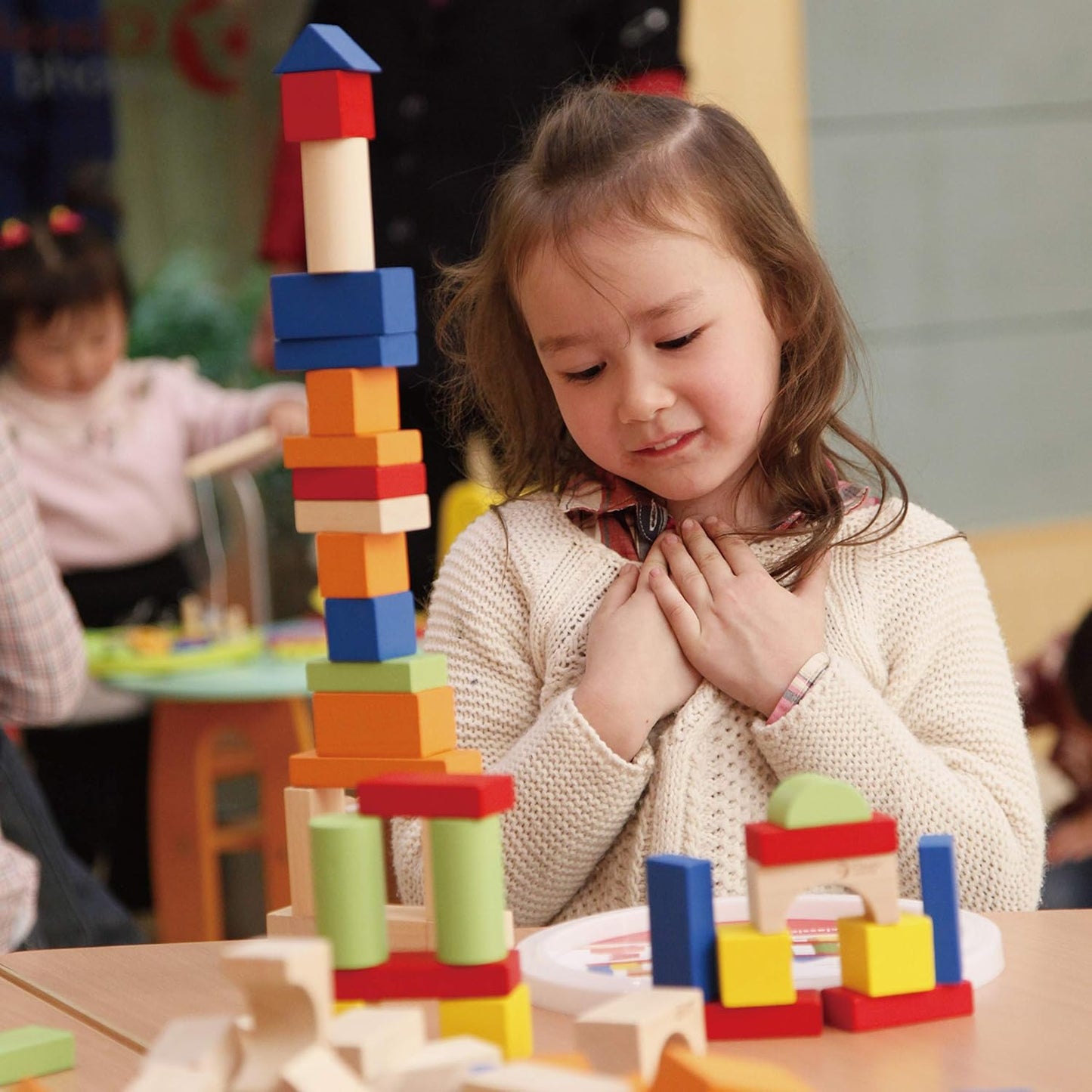 Ensemble de 50 Blocs Colorés en Bois